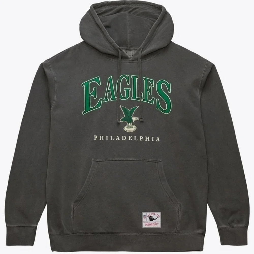 Philadelphia Eagles Mens Medium Mitchell & Ness Throwback Logo Hoodie Sweatshirt